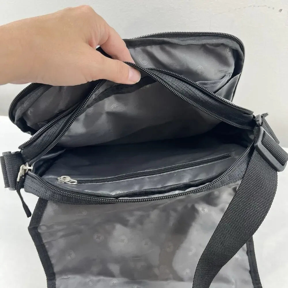 SwissGear Black Messenger Crossbody Bag Shoulder Laptop Tablet Travel Organizer